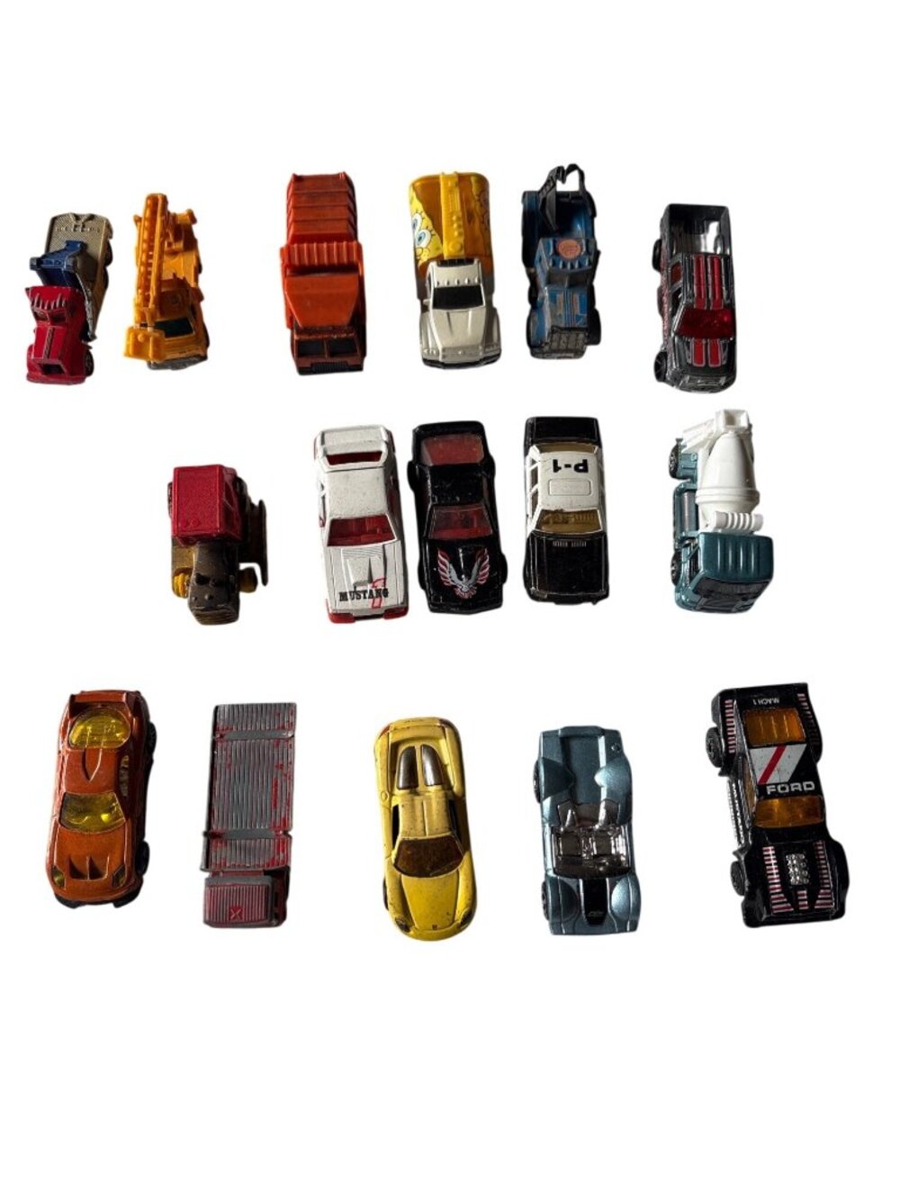 Vintage Die-Cast Toy Cars & Trucks Lot Of 16 Mixed Brands & Models Ford Mustang